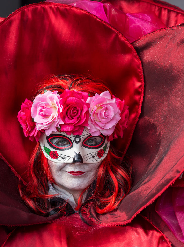 Luzerner Fasnacht, venezianisches Fastnachtskleid in rot