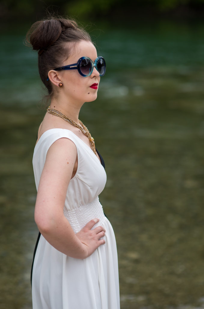 Code Name U.N.C.L.E, Gaby Teller, schwarz-weisses Kleid, Shooting, Model, Available Light, Outdoor-Fotografie