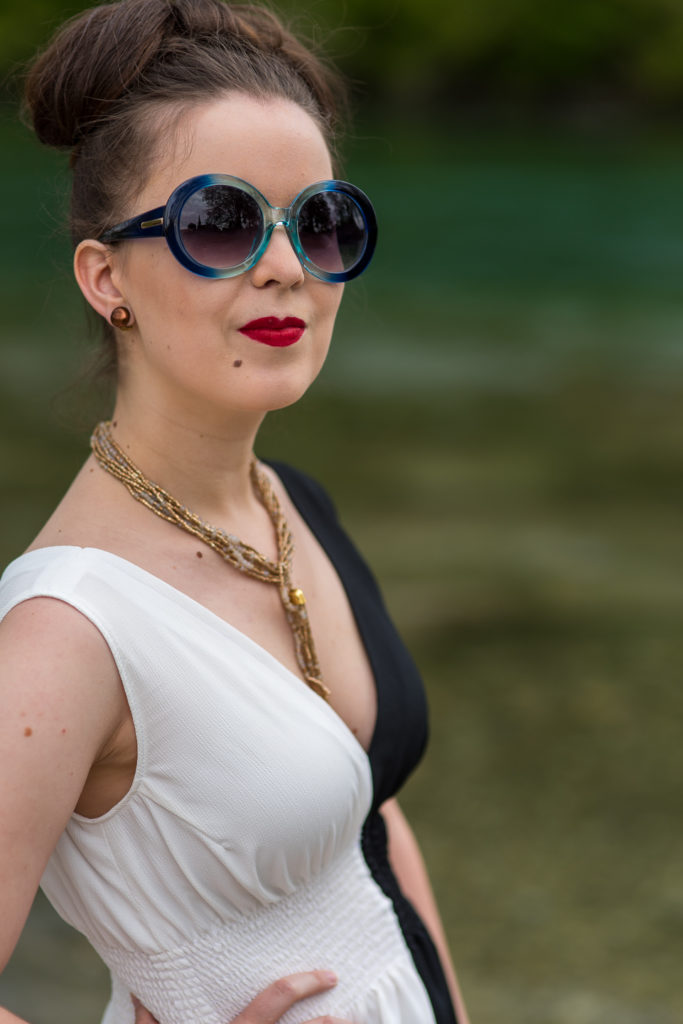Code Name U.N.C.L.E, Gaby Teller, schwarz-weisses Kleid, Shooting, Model, Available Light, Outdoor-Fotografie